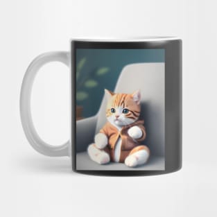 Adorable Cat Illustration - Modern Digital Art Mug